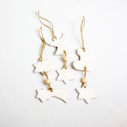 Weihnachtlicher Keramikanhänger - 2 Anhänger