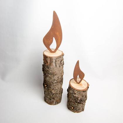 Weihnachtliche Stumpenkerzen mit Rostflamme - Image 2