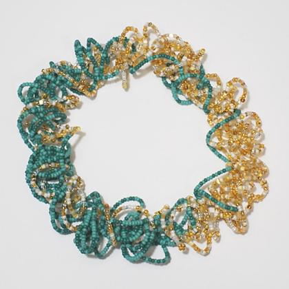 Knautschkette Türkis-Gold - Image 2