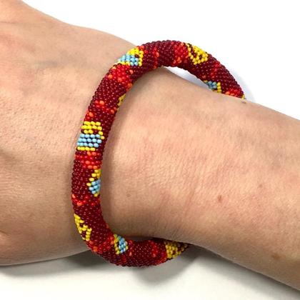 Miniperlen Armband Smiley rot