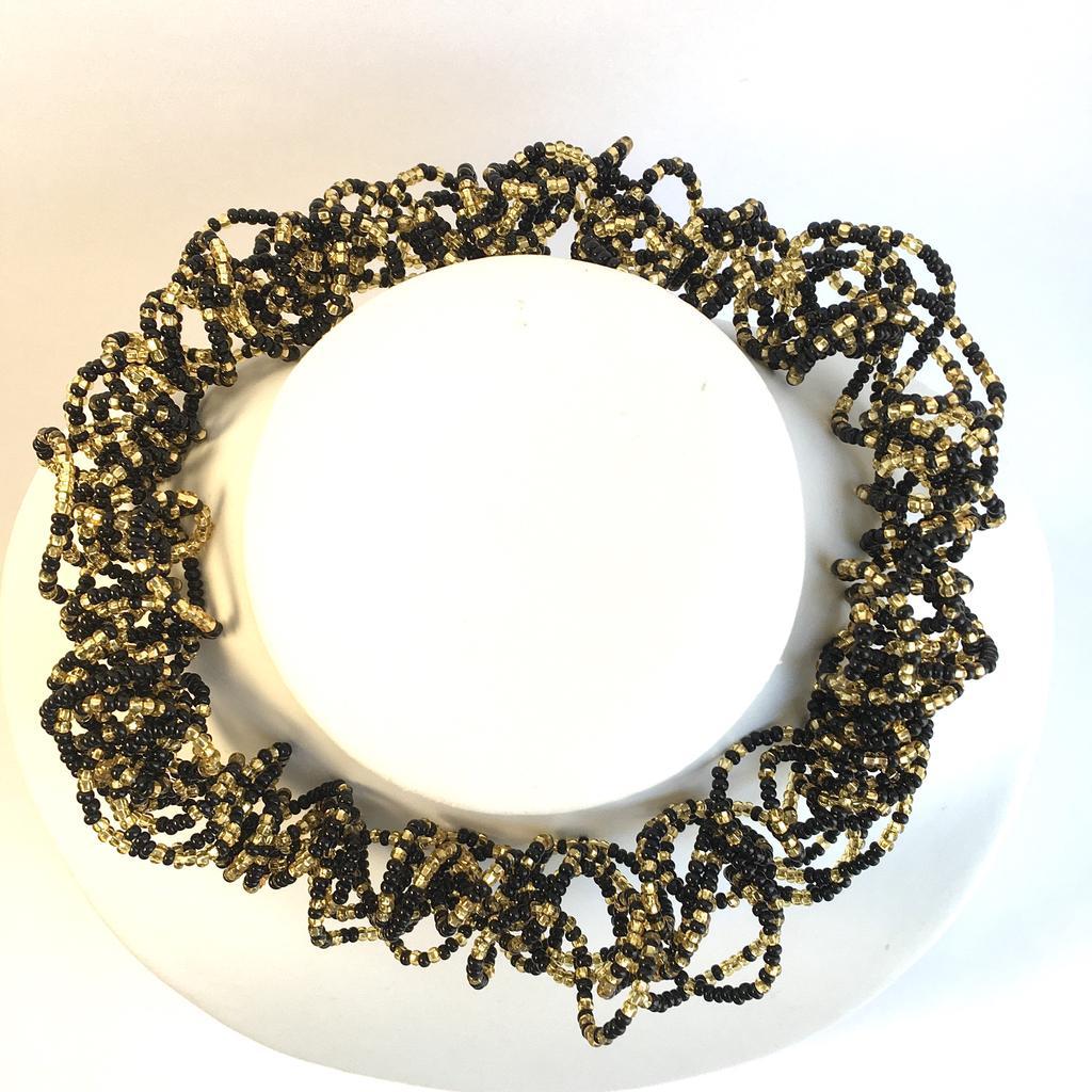 Knautschkette schwarz gold