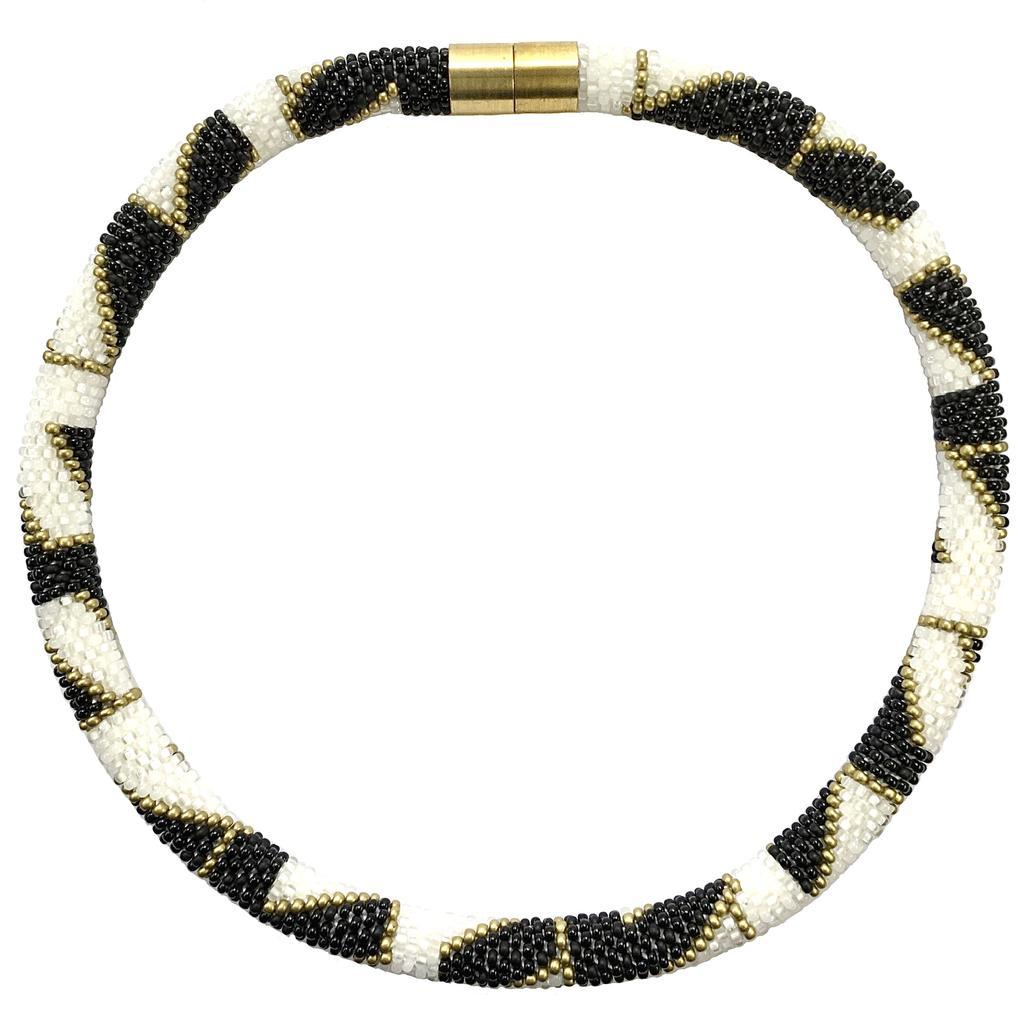 Halskette schwarz weiß gold