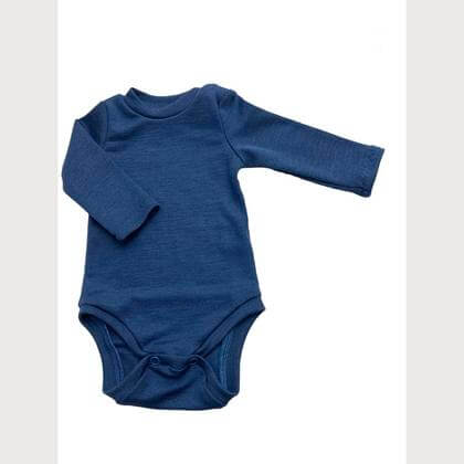 Wolle/Seide Body blau 62/68
