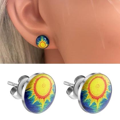 Ohrstecker mit Glaskuppel 'sundown'