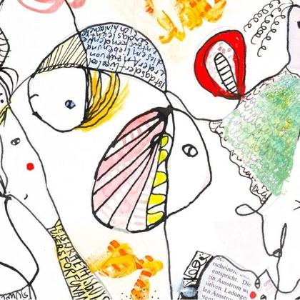 Kunst Postkarte "Tuschemanschgerl"