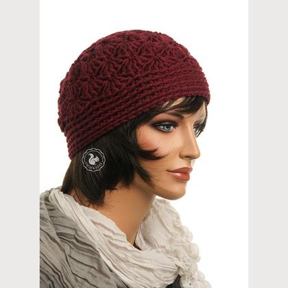 Haube - "Eva" - weinrot