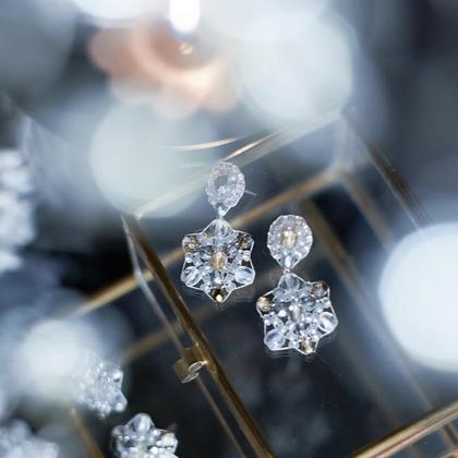 Hochwertige Glasperlen Ohrringe Schneeflöckchen