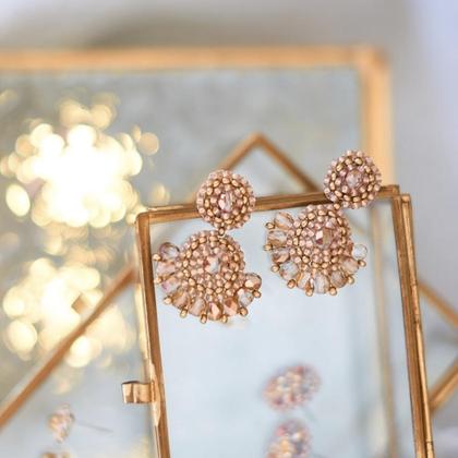 Hochwertige Glasperlen Ohrringe Modell Valerie in Rosé