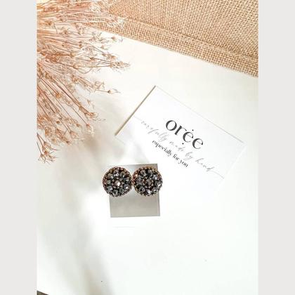 Perlenohrringe Modell Elise in Dunkelgrau und Kupfer - Image 4