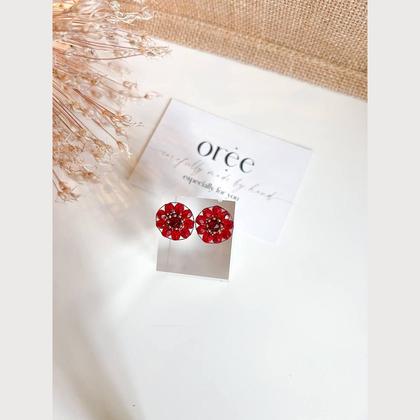 Perlenohrringe Modell Elise in Rot - Image 4