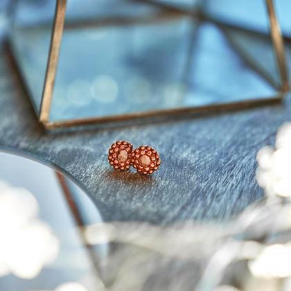 Perlenohrringe Modell Ines in mattem Kupfer