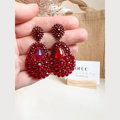Perlenohrringe Modell Maria in Rot - Image 4