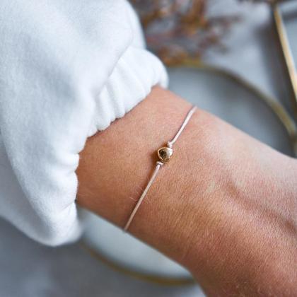 Beiges Armband mit Herz in Rosé