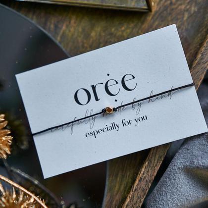 Schwarzes Armband mit eckiger Perle in Roségold