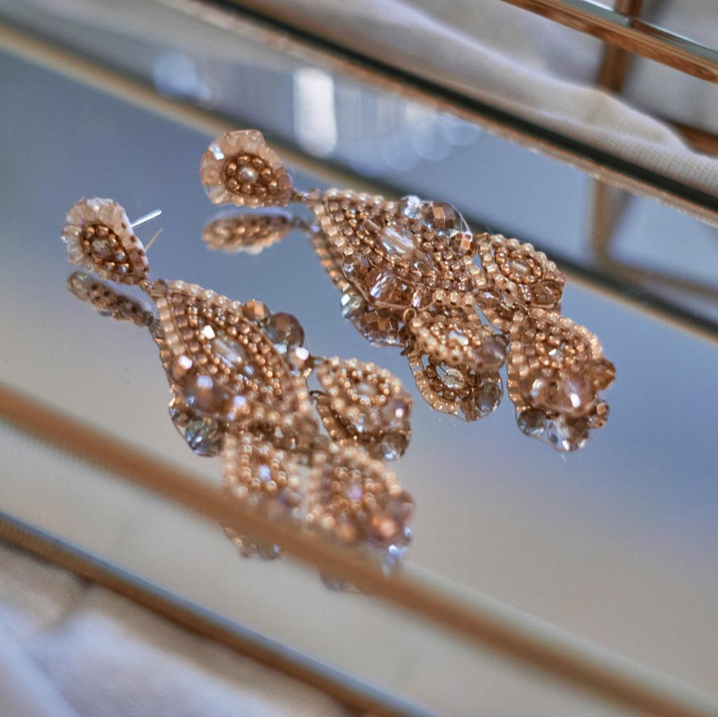 Chandelierohrringe Modell Klara in Rosé - Image 2