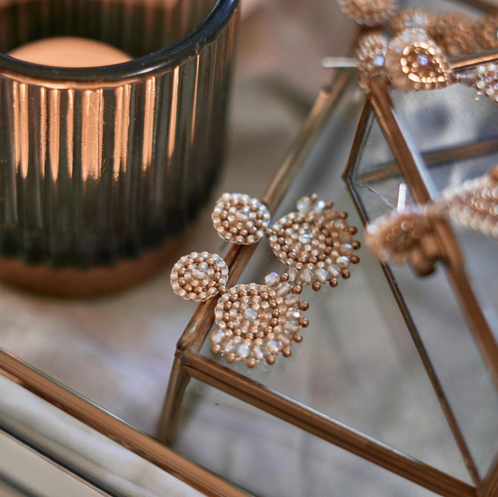 Honigfarbene Glasperlen Ohrringe Modell Valerie - Image 2