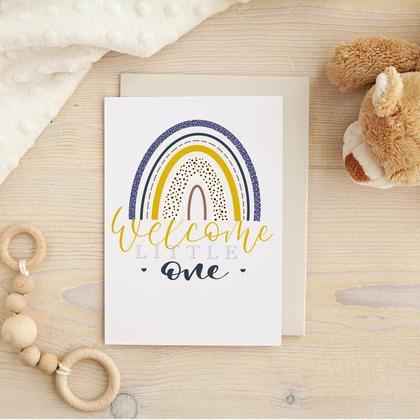 Karte Geburt Regenbogen "blue"