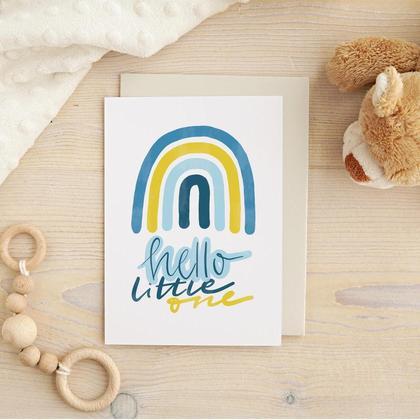Karte Geburt Regenbogen "hello"