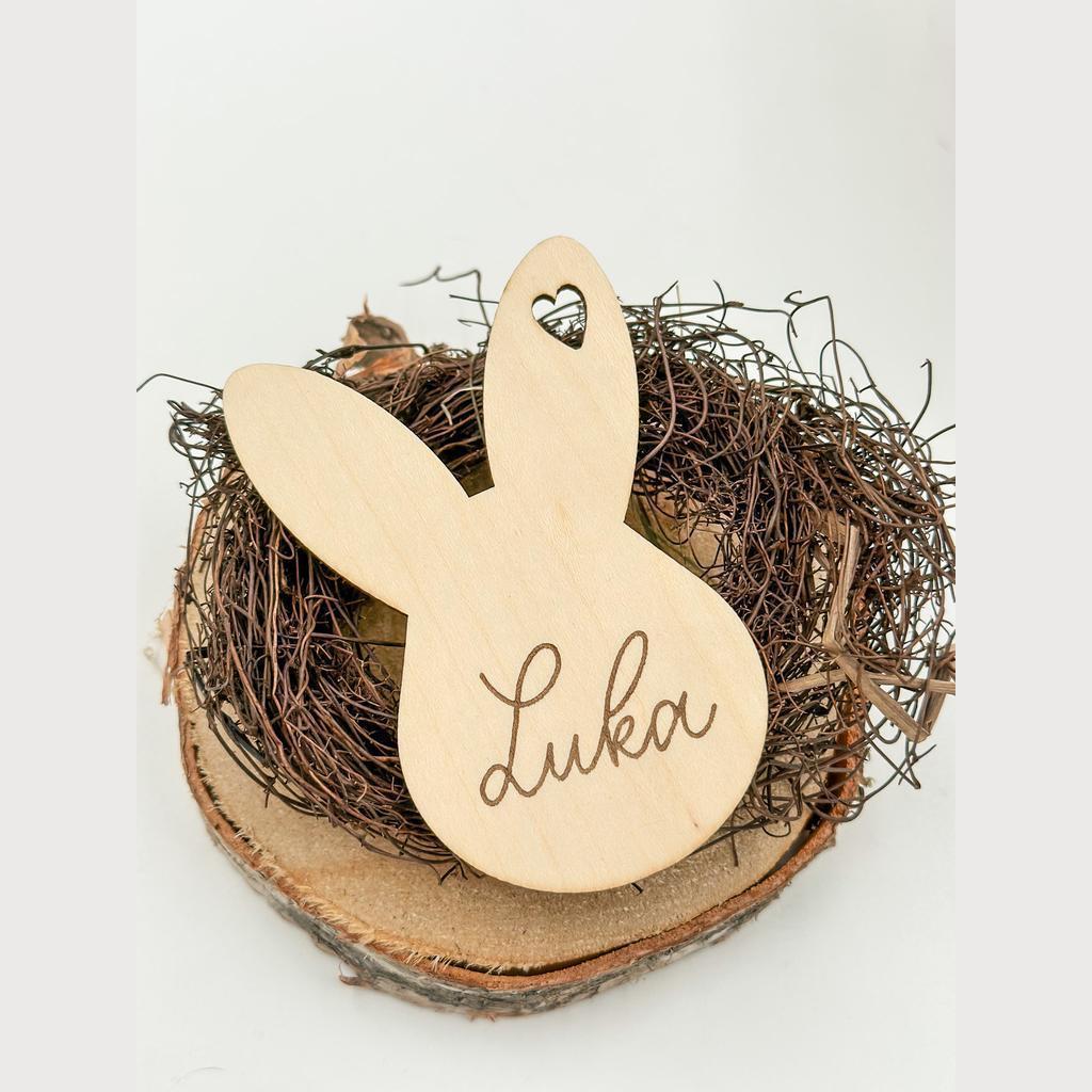 Osteranhänger Hase aus Holz personalisiert nach Wunsch - Image 2