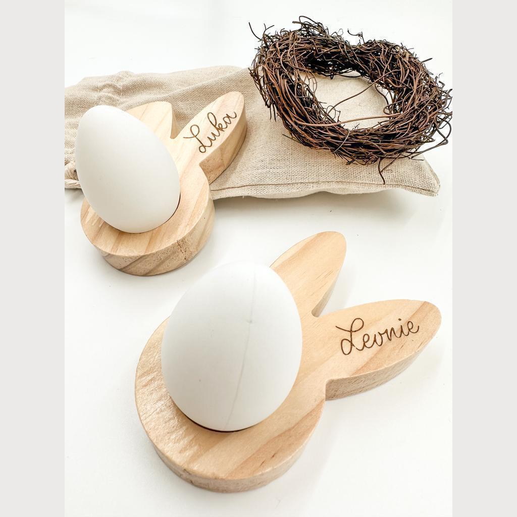Eierbecher „Hase“ aus Holz mit Namen personalisierbar - Image 2