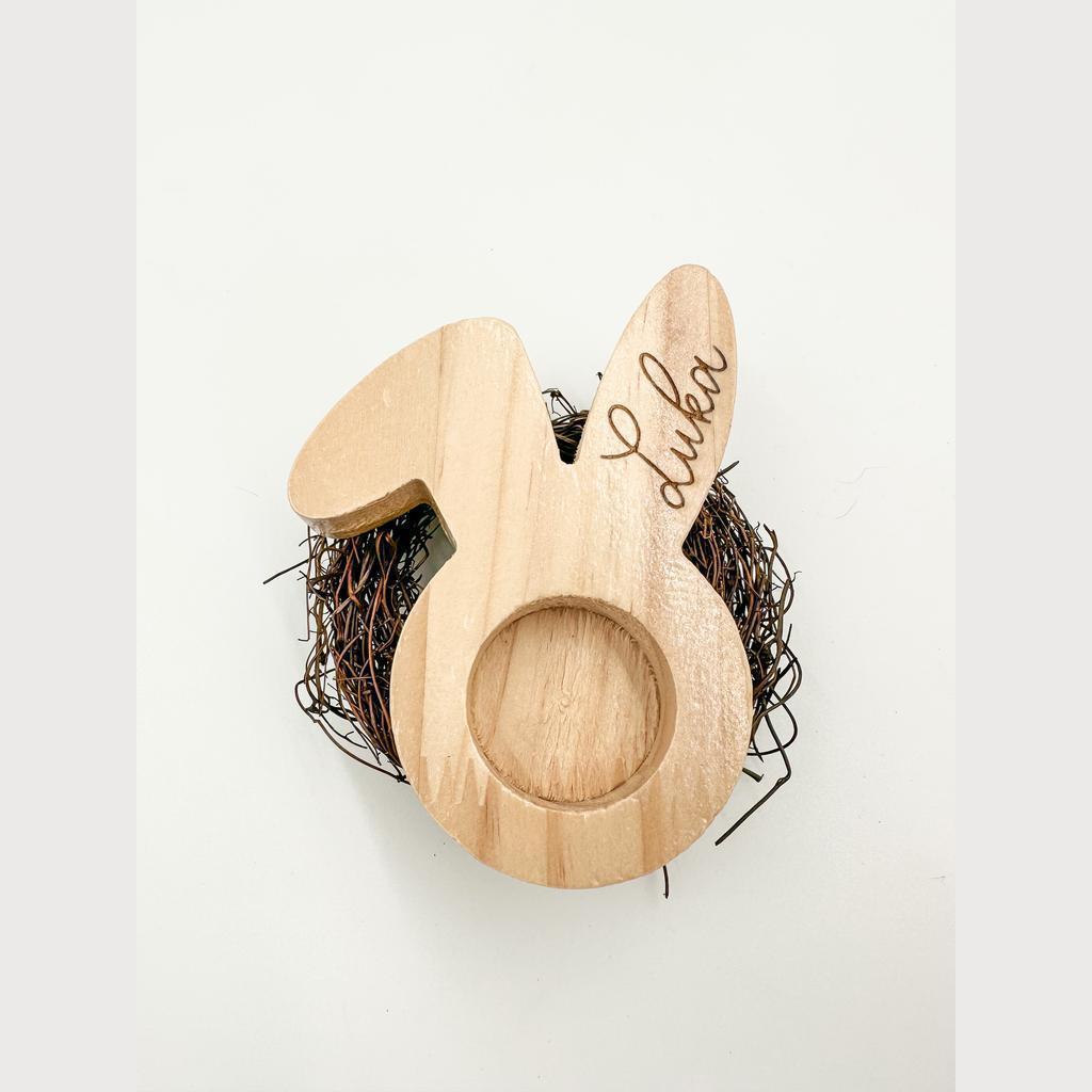 Eierbecher „Hase“ aus Holz mit Namen personalisierbar - Image 3