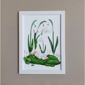 "Schlafendes Baby im Frühling", personalisierbares Geburtsposter, Motiv 4