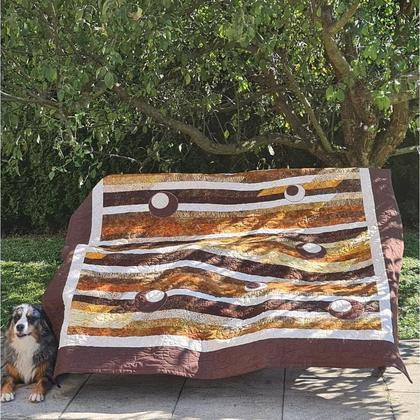 Tagesdecke, Patchwork Decke, Quilt "brauner Bär "