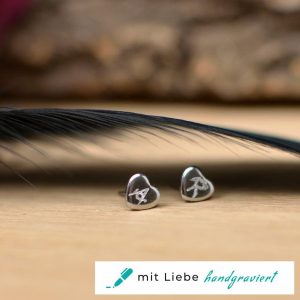 handgravierte Herz Ohrstecker aus 316L Edelstahl