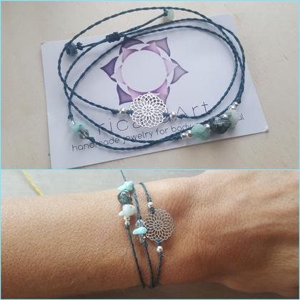 Wickelarmband Amazonit Mandala silber - Image 2