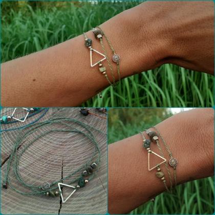 Wickelarmband 'Moosachat - Trikona' - Image 2