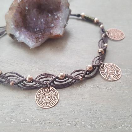 Makramee Fußband *MAÄNDER* rosé