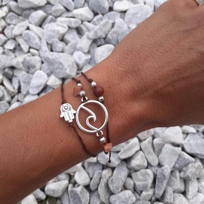 Wickelarmband Karneol - 'Wave'