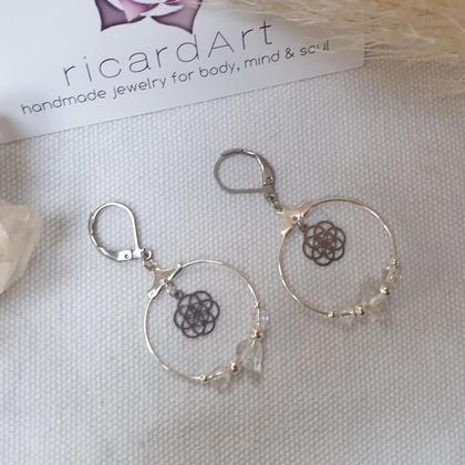 Bergkristall Creolen "Seed of Life'