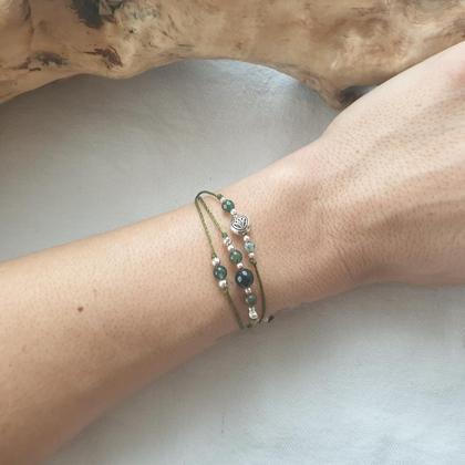 Moosachat Armband 'Anahata' 3reihig