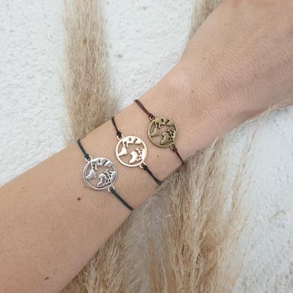 Armband 'Globe / Weltkugel' bronze/silber/gold