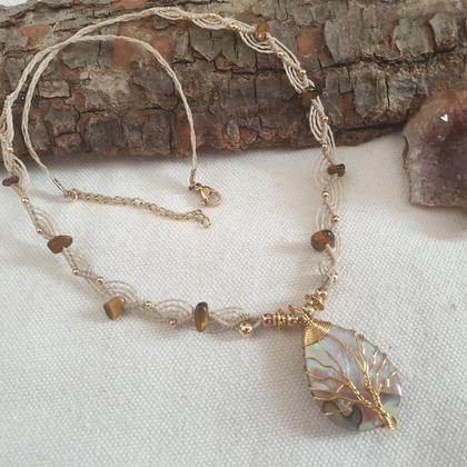 Abalone - Tigerauge Halskette 'Lebensbaum' - Image 2