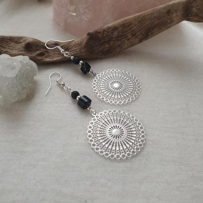 Obsidian- Lava Ohrringe *Mandala* - Image 3