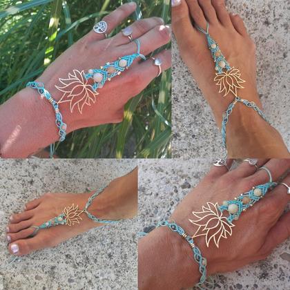 Barfußsandalen / Handschmeichler 'Lotus - Amazonit' - Image 4