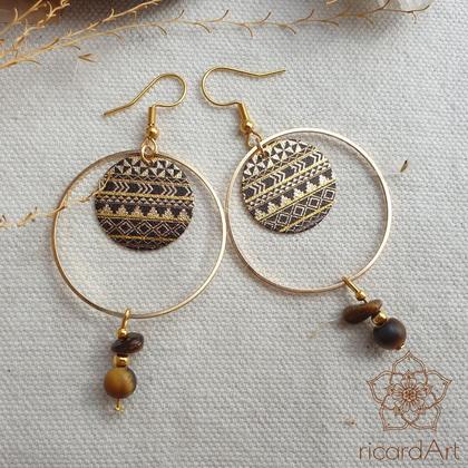 Ohrringe *ETHNO CLASSIC TIGEREYE* 18k vergoldet - Image 2