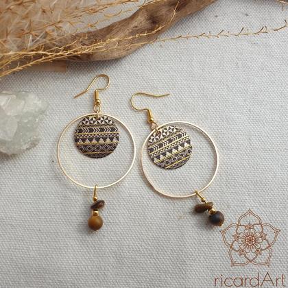 Ohrringe *ETHNO CLASSIC TIGEREYE* 18k vergoldet - Image 3