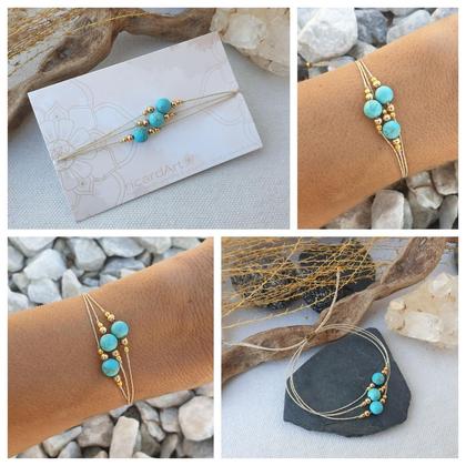 Amazonit-Türkis Armband *18k vergoldet - Image 3