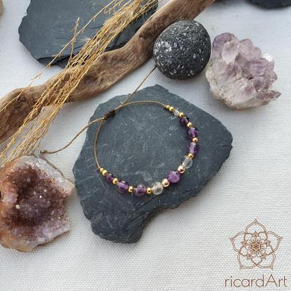 Amethyst - Bergkristall Wegbegleiter *CLEAR MIND* 18k vergoldet