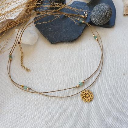 Aventurinkettchen 'Mandala *Edelstahl vergoldet'