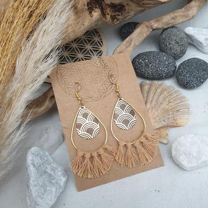 Makramee Ohrringe 'black&gold' - Image 2