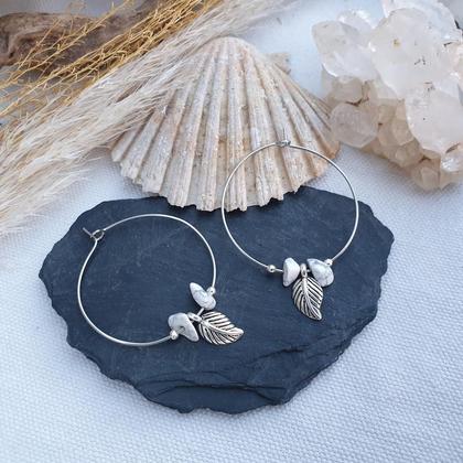 Magnesit Creolen *LEAF* Edelstahl