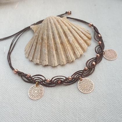 Makramee Fußband *MAÄNDER* rosé - Image 2