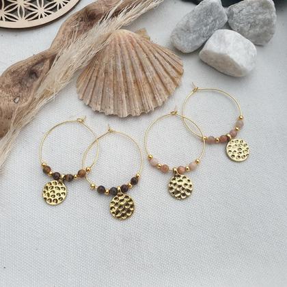 Creolen 'Sonnenstein' & 'Tigerauge' *vergoldet