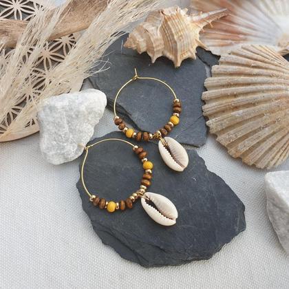 KAURI Creolen Edelstahl vergoldet *braun/gelb