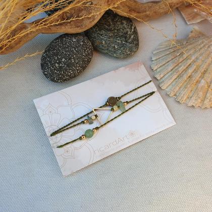 Wickelarmband 'Moosachat - Trikona' - Image 3