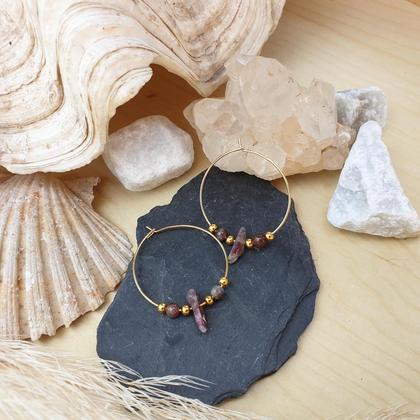 Turmalin Creolen *Edelstahl vergoldet - Image 2